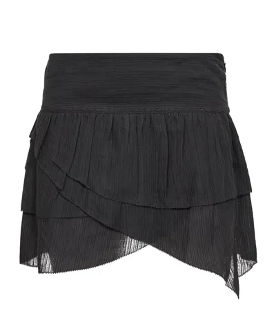 Isabel Marant Étoile Wide Waistband Asymmetric Mini Skirt In Black