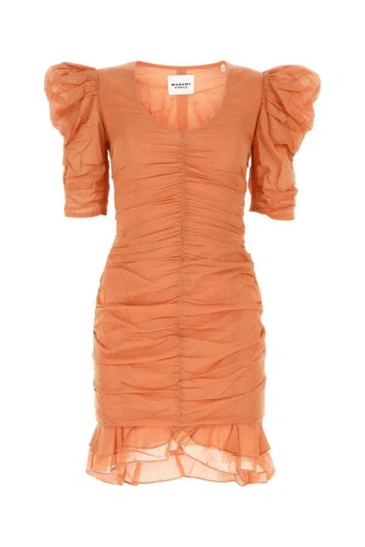 Isabel Marant Étoile Isabel Marant Etoile Woman Copper Cotton Sireny Mini Dress In Orange