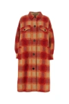 Isabel Marant Étoile Bold Check Pattern Wool Coat With Classic Collar In Multicolor