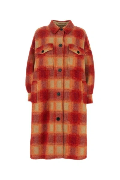 Isabel Marant Étoile Marant Étoile Woman Coat Orange Size 2 Recycled Polyester, Virgin Wool, Polyester, Acrylic In Multicolor