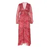 Isabel Marant Étoile 'amara' Red Long Dress With V Neck And Asymmetric Hem