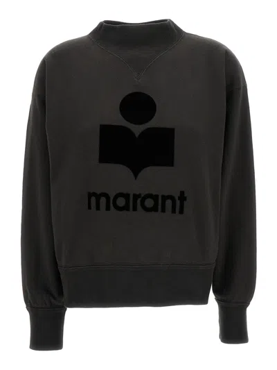 Isabel Marant Étoile Isabel Marant Etoile Women Black High Neck Sweatshirt With Contrasting Logo Print In Cotton Blend Wo