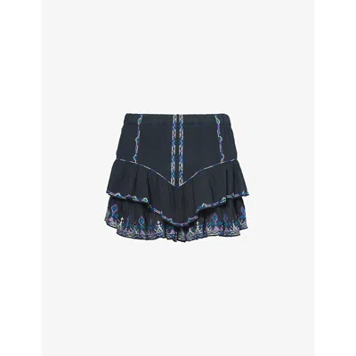 Isabel Marant Étoile Isabel Marant Etoile Womens Black Jocadia Embroidered Cotton Mini Skirt