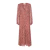Isabel Marant Étoile Printed Button Detail Drawstring Flounced Lightweight V-neck Dress In Orange