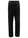 Isabel Marant Étoile Brina Black Pants With Drawstring Closure In Shiny Faux Leather Woman