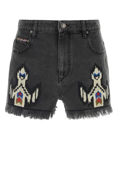 Isabel Marant Étoile Isabel Marant Etoile Women Charcoal Denim Lesia Shorts In Gray
