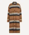 Isabel Marant Étoile Brown Striped Wool Overshirt Coat