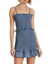 Isabel Marant Étoile Women's Djina Smocked Chambray Mini Dress In Light Blue