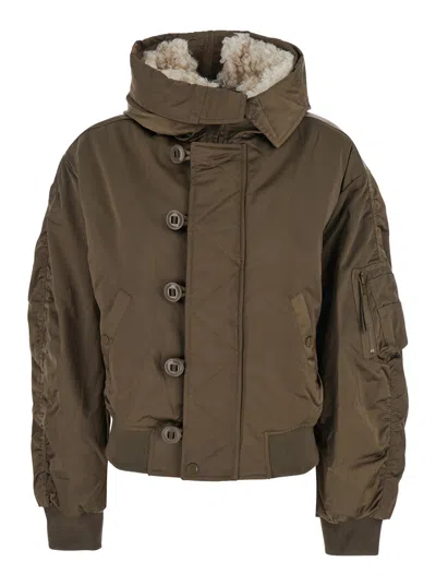 Isabel Marant Étoile Isabel Marant Etoile Women 'elisa' Green Jacket With Hood With Zip And One Zip Pocket On The Sleeve 