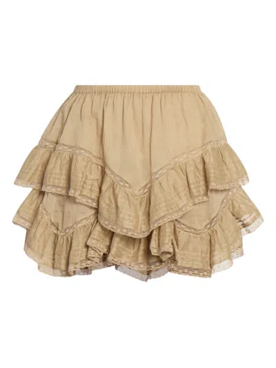 Isabel Marant Étoile Women's Gisele Cotton Ruffle Miniskirt In Khaki