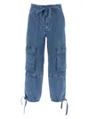 Isabel Marant Étoile Ivy Cargo Pants In Washed Effect Canvas Fabric In Blue