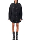 Isabel Marant Étoile Chic Mini Denim Jacket With Drawstring Waist In Faded Black