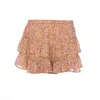 Isabel Marant Étoile Layered Floral Print Skirt With Ruched Waistband In Brown