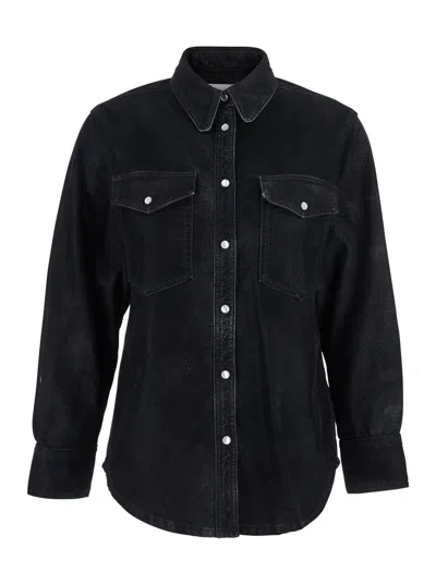 Isabel Marant Étoile Isabel Marant Etoile Women 'karima' Black Shirt With Classic Collar And Two Front Patch Pockets In 