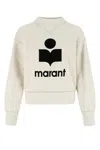 Isabel Marant Étoile Isabel Marant Etoile Women Beige High Neck Sweatshirt With Contrasting Logo Print In Cotton Blend Wo In White