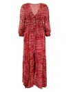 Isabel Marant Étoile 'amara' Red Long Dress With V Neck And Asymmetric Hem In Red