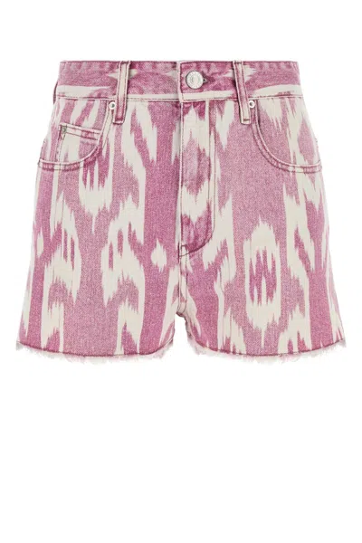 Isabel Marant Étoile Isabel Marant Etoile Women Printed Denim Lesia Shorts In Pink