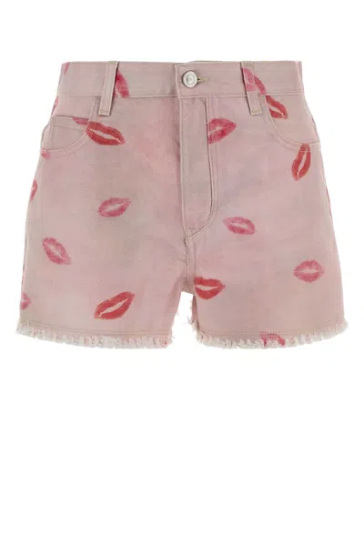 Isabel Marant Étoile Isabel Marant Etoile Women Printed Denim Lesia Shorts In Pink