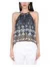 Isabel Marant Étoile Flared Geometric-print Halterneck Top In Multicolour
