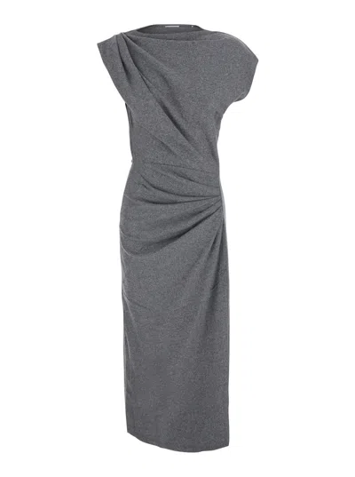 Isabel Marant Étoile Isabel Marant Etoile Women's V-neck Long Sleeve Long Dress With Front Closure In Gray