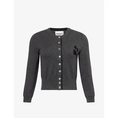 Isabel Marant Étoile Womens Anthracite/black Lona Cropped Cotton And Wool Cardigan