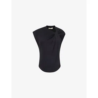 Isabel Marant Étoile Womens Nayda Asymmetrical Cotton-jersey T-shirt Black