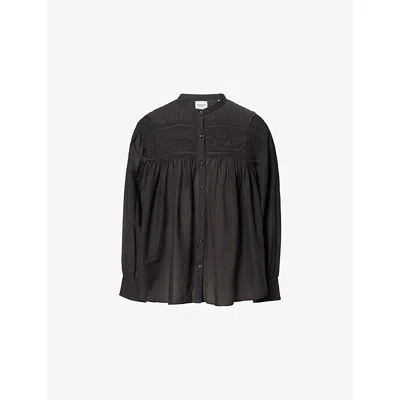 Isabel Marant Étoile Womens Isabel Marant Etoile Plalia Long-sleeves Cotton-blend Shirt In Black
