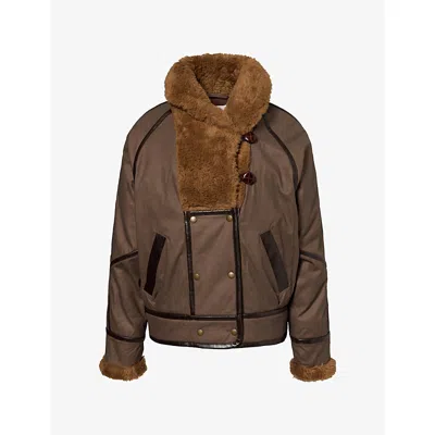 Isabel Marant Étoile Womens Brown Olinka Faux-fur Collar Padded Jacket
