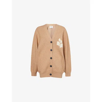 ISABEL MARANT ÉTOILE WOMENS CAMEL NORTON INTARSIA KNITTED CARDIGAN