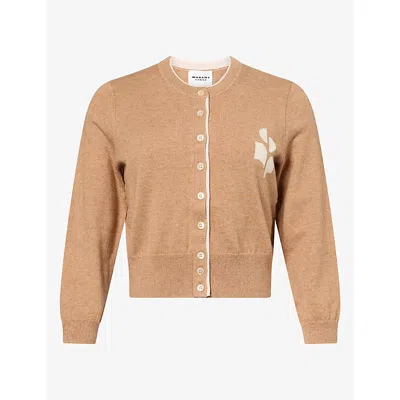 Isabel Marant Étoile Womens Camel/light Grey Lona Logo-intarsia Cotton And Wool-blend Cardigan