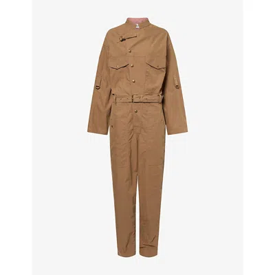 Isabel Marant Étoile Womens Khaki Dahona Cotton-poplin Jumpsuit In Brown