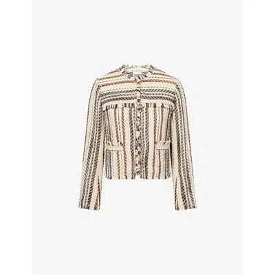 Isabel Marant Étoile Womens Ecru Izaria Fringed Knitted Jacket In Sand