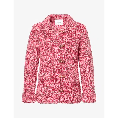 Isabel Marant Étoile Womens Ecru/red Delinda Collared Wool-blend Cardigan