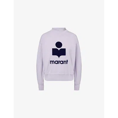 Isabel Marant Étoile Womens Flocked-pattern High-neck Cotton-jersey Sweatshirt Lilac Dark Navy
