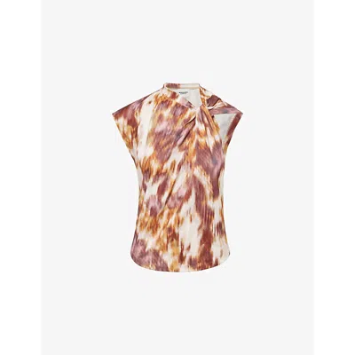 Isabel Marant Étoile Womens Watercolour Twist-front Cotton-jersey Tank Top Ecru Ochre