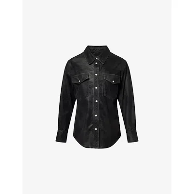 Isabel Marant Étoile Womens Black Karima Curved-hem Woven Shirt