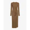 Isabel Marant Étoile Womens Khaki Jelina Ruched Stretch-woven Midi Dress In Brown