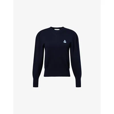 Isabel Marant Étoile Womens Midnight/dusky Blue Kelaya Emblem Cotton And Wool-blend Jumper In Multi