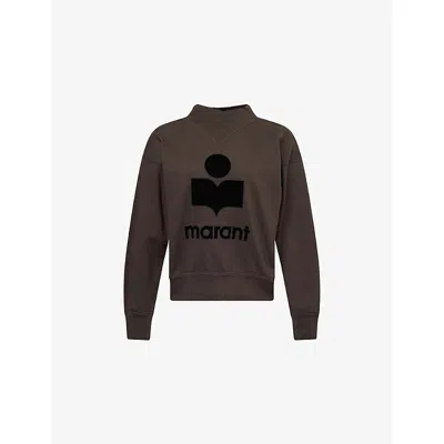 Isabel Marant Étoile Womens Moby Flocked-logo Cotton-blend Sweatshirt Faded Black