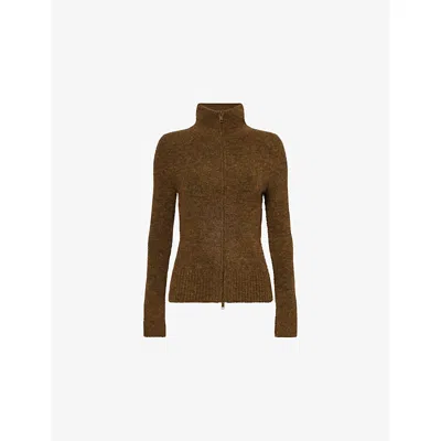 Isabel Marant Étoile Womens Bronze Prunella High-neck Stretch-wool Blend Cardigan In Brown