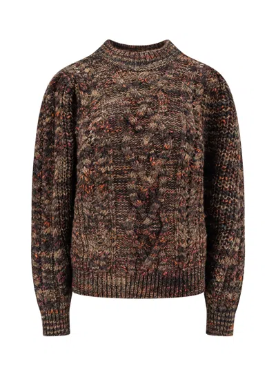 Isabel Marant Étoile Wool Blend Sweater With Braided Fabric In Brown