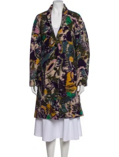 Pre-owned Isabel Marant Étoile Wool Floral Print Faux Fur Coat In Blue