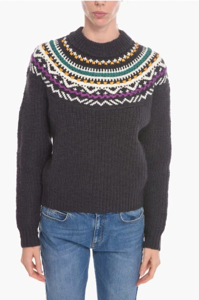 Isabel Marant Etoile Wool Gir Fair Isle Sweather In Black