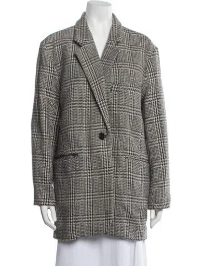 Pre-owned Isabel Marant Étoile Wool Houndstooth Print Peacoat In Neutrals