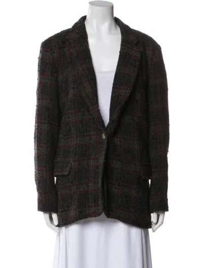 Pre-owned Isabel Marant Étoile Wool Plaid Print Blazer In Black