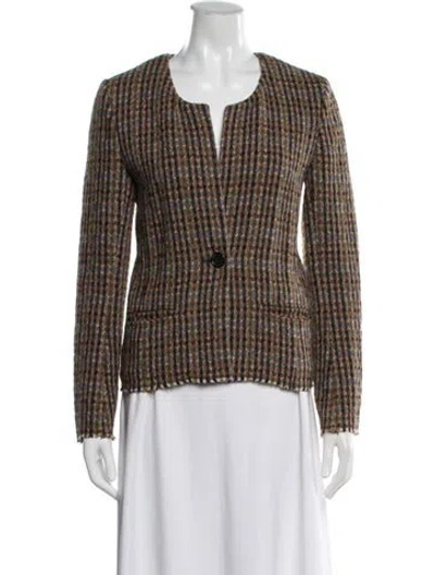 Pre-owned Isabel Marant Étoile Wool Plaid Print Blazer In Brown