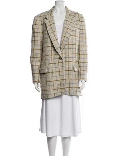 Pre-owned Isabel Marant Étoile Wool Plaid Print Blazer In Gray