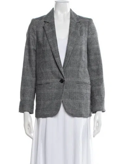 Pre-owned Isabel Marant Étoile Wool Plaid Print Blazer In Gray