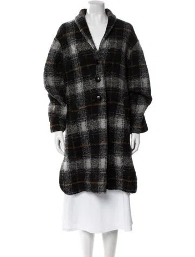 Pre-owned Isabel Marant Étoile Wool Plaid Print Coat In Black