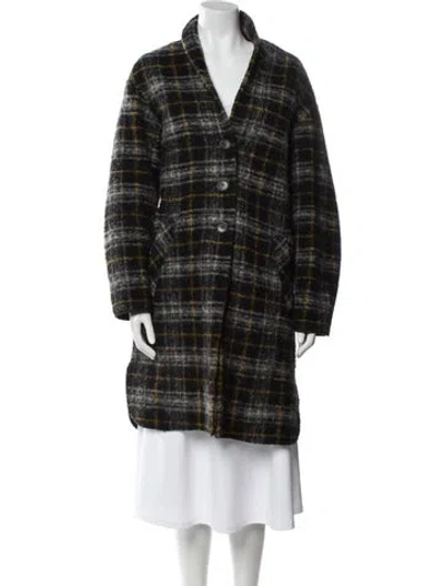 Pre-owned Isabel Marant Étoile Wool Plaid Print Coat In Black